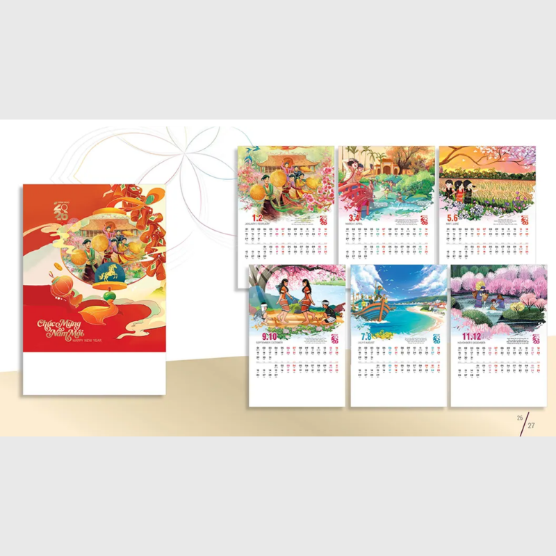 Lịch Tết treo tường Xuân sang cát tường